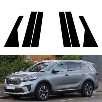 For Kia Sorento UM 2015-2020 Gloss Black Pillar Posts Covers Window Door Trim 6P - Imagem 1 de 4
