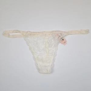 Neu mit Etikett Vintage Victoria's Secret Spitze V-String Logo Bund weiß M - Bild 1 von 4