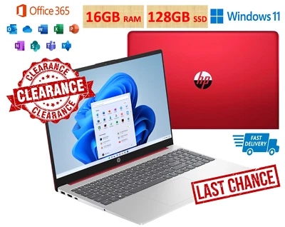 2023 HP Laptop Computer 15.6" HD Notebook Intel Processor 16GB 128G SSD Win 11 - Image 1 of 4