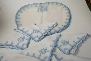Antique Embroidered Napkins (F1L-122) & Place Settings Handmade Monogram 8 ASW - Picture 1 of 12