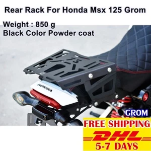 Honda Msx Grom Rear Rack 125 Luggage Bike Tail Bag Sf Cc Bracket Black Sf125 - Picture 1 of 10