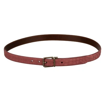 DOLCE & GABBANA Ceinture En Cuir Crocodile Bordeaux Rose 95 38 - Photo 1/4