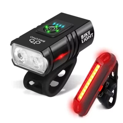 Front and Rear Bicycle Lights Set - USB Rechargeable Mountain Bike LED Torch - Image 1 of 4