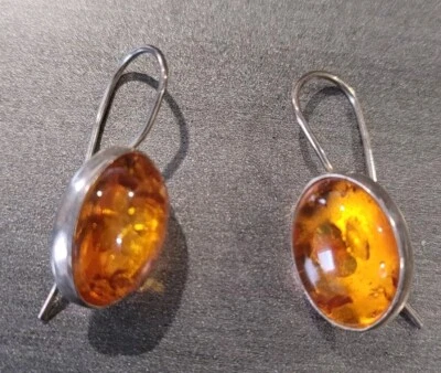 Vintage Baltic Amber And Silver Earrings  - Image 1 of 4