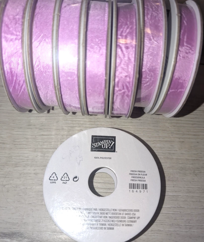 Stampin Up Fresh Freesia Seam Binding Ribbon 3/8” LOT OF 8 ROLLS (80 Yards) NEW - Image 1 of 1