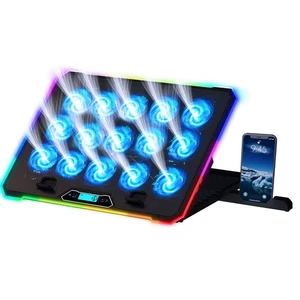 KLIM V15 Gamingowa podkładka chłodząca do laptopa z 15 wentylatorami + chłodnica do laptopa RGB + regulowana - Zdjęcie 1 z 7