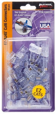 100010C EZ-RJ45 Cat 6+ Connectors, Clamshell, 50-Pieces, RED - Image 1 of 2