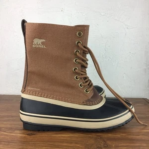 NWOB Sorel Womens Size 8.5 Brown Canvas Boots Waterproof Snow Winter Wool Liners - Picture 1 of 14