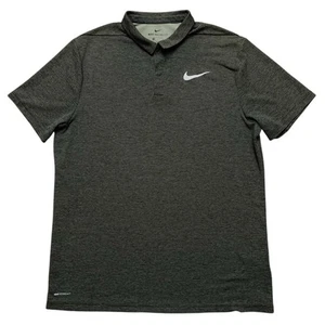 Nike Golf Polo Shirt Mens L Aeroreact Short Sleeve Snap Button Green Striped - Picture 1 of 7