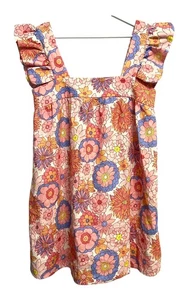 Biesen Kleid Damen klein rosa blau Blumen Rüschen Träger Leinen Viskose Sommer - Bild 1 von 10