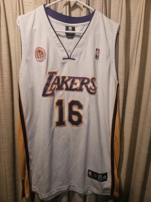 Camiseta masculina 54 Los Angeles Lakers Pau Gasol - Autêntica Adidas..60 Patch - Imagem 1 de 4