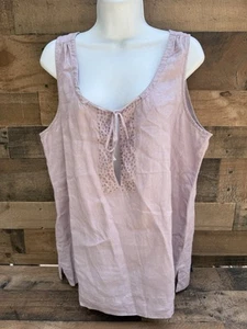 EILEEN FISHER Tank Top Irish Large Leinen Tunika Perlen Ärmellos Lavendel Lila - Bild 1 von 10