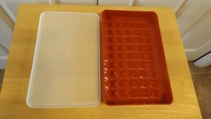 Coperchio rettangolare vintage anni 70 arancione Tupperware #1292-2 salumi pancetta taglio freddo custode - Foto 1 di 7