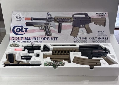 Colt Air Soft KIT M4 1911 Ops combo rifle e pistola cores táticas preto e bronzeado - Imagem 1 de 4