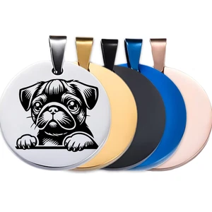Pug Dog ID Tag – Custom Engraved Pet Tag, Gold/Silver, 25/35mm - Picture 1 of 7