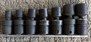 Snap-On 3/8 Drive SAE Universal Swivel 6 Point Impact Socket Set 7 pc 3/8 - 3/4 - Picture 1 of 9