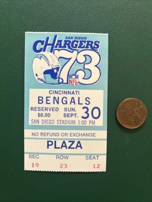 Boleto de pase de touchdown final Johnny Unitas 1973 Bengals@Chargers Foto 1 de 2