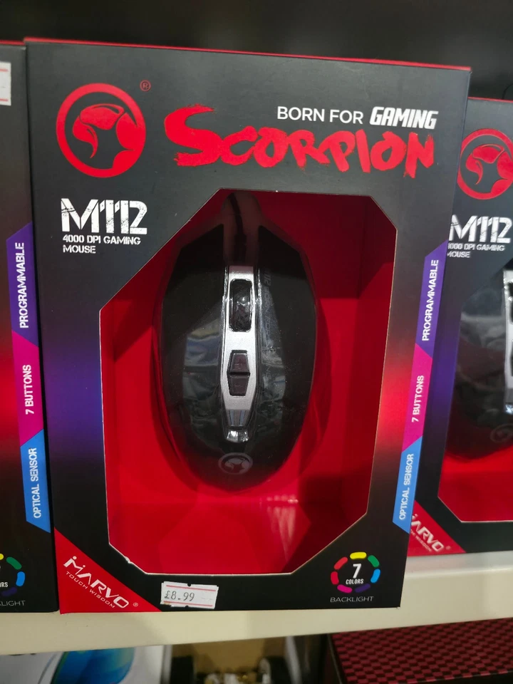 Gaming Mouse USB 2.0, 7 LED Colours Adjust up to 4000 DPI 7 Buttons PC Laptop - Image 1 of 1