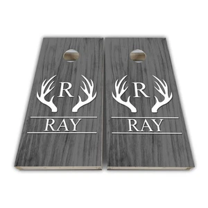 Antler Personalized Monogram Cornhole Board Wrap Corn Hole Skin 3M Decal SET (2) - Picture 1 of 2