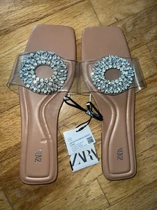Zara Clear Rhinestone Embellished Sandals 2630/910 - Size 39 - Picture 1 of 5