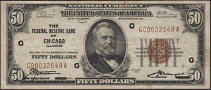 Fr.1880-G 1929 Chicago $50 Federal Reserve Bank Note VF - Picture 1 of 2