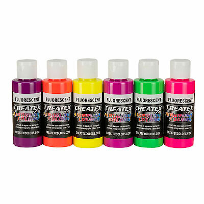 (160,28€/1l) Createx Colors - 6 X 60ml Fluorescent Set - Airbrush Farben 115499 • 57.70€