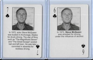 BOTH 2003 STARZ BEHIND BARZ ~ STEVE MCQUEEN PLAYING CARDS LOT ~ MUG SHOT  BULLIT