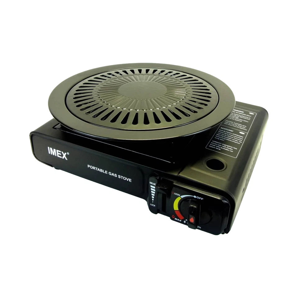 Imex Set Fornello a Gas Set Fornelli da Campeggio con Piastra Grill e 4 Cartucce Gas