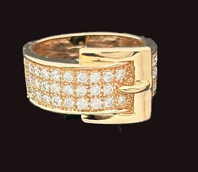 14K Rose Gold Pave Diamond Buckle Ring - Image 1 of 4