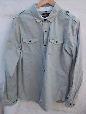 LRG - Men's Green Striped L/S Button Front Shirt -- Size L - Image 1 of 3