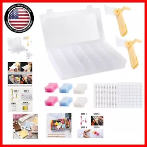 Multicolored 36-Compartment Embroidery Floss Organizer Box with Bobbin Winder - Picture 1 of 9