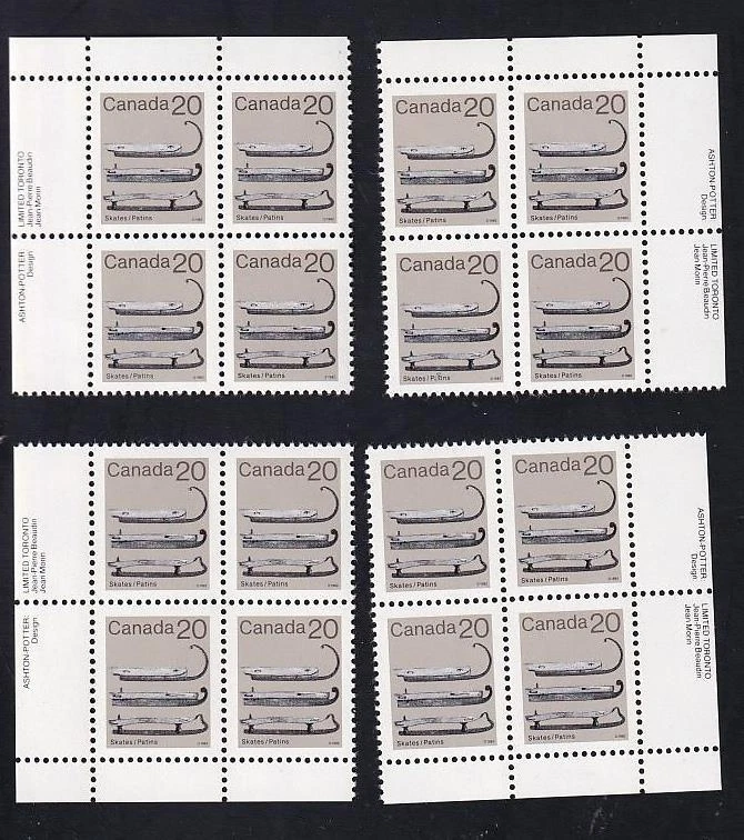 Canada 1982 Ice Skates 20¢ Artifact, MNH PB set, sc#922 GT2 - Image 1 of 1