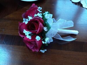 New, Burgundy Red And White Bridal Wedding Toss Bouquet!