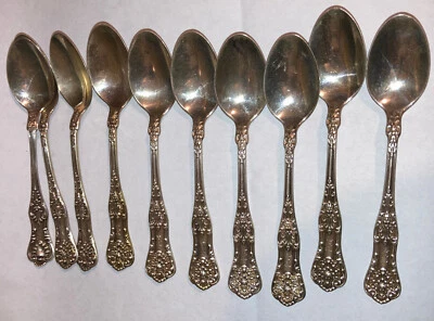 Antique Set Of 10 Sterling Silver Dominick Haff New King Demitasse Spoons 4.25” - Image 1 of 4