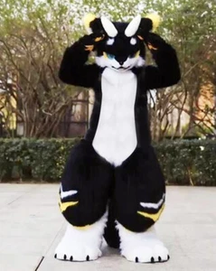 Long Fur Husky Dog Fox Mascot Costume Fursuit Halloween Suit Cosplay 419# - Picture 1 of 3