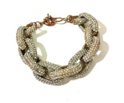 J. Pulsera gruesa de eslabones de cadena de 8" con diamantes de imitación pavé de cobre Crew Foto 1 de 4