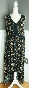 Torrid Size 3 Floral Maxi Dress Asymmetrical Walk Through Black - Picture 1 of 4