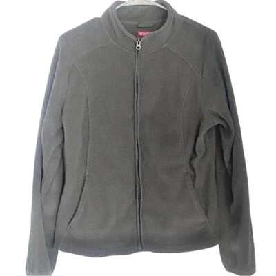 Abrigo chaqueta Merona grande gris oscuro polar con cuello y cremallera para mujer Foto 1 de 4