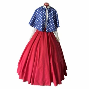 Civil War Dress Victorian Renaissance Prairie 4th July Independence Day Costume - Picture 1 of 3