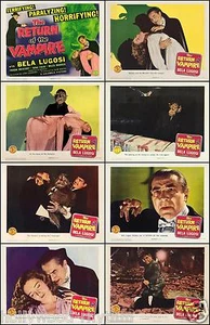 THE RETURN OF THE VAMPIRE BELA LUGOSI Juego completo de 8 impresiones Indv 8x10 LC 1943 - Imagen 1 de 1