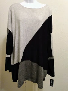 INC Mujer Gris Negro Mangas Largas Tejido Tirón Lana Suave Suéter Talla 2 X - Imagen 1 de 4