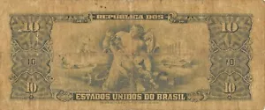 Brasil 10 Cruzeiros ND. Billete circulado serie 1383A 1953 EBK - Imagen 1 de 2