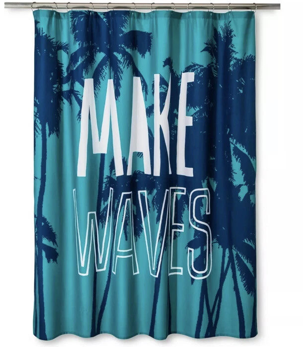 Pillowfort Make Waves Fabric Shower Curtain Beach Kids Bath 72x72 #744