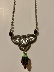 Vintage filigrane mundgeblasene Glas Traube Bündel Halskette - Bild 1 von 3