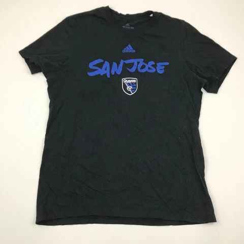 San Jose Earthquakes Shirt Size Medium M Black Tee Adidas Soccer Adult Mens MLS Cover
