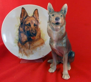 GERMAN SHEPHERD figurine BING & GRONDAHL & PLATE "CHAMP" BY LEO JANSEN USA LTD - Picture 1 of 5