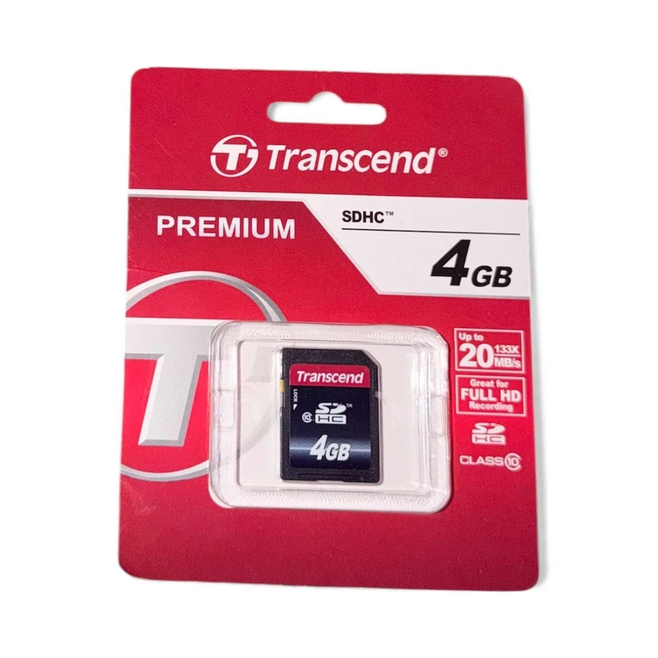 Transcend SD Card 4GB Memory Digital File Storage Full HD Video Camera Class 10 - Image 1 of 1