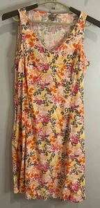 J Jill Womens Pink Peach Floral Midi Length V-Neck Sleeveless Dress Size 12 - Picture 1 of 9
