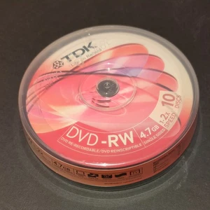TDK DVD-RW47CBNC10 DVD-RW 4.7GB 2x speed Cakebox 10 Pack - Picture 1 of 4