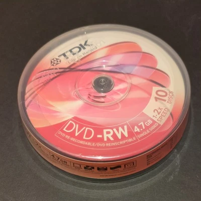 TDK DVD-RW47CBNC10 DVD-RW 4.7GB 2x speed Cakebox 10 Pack - Image 1 of 4